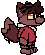 Pixel art animation of my fursona with a walking expression.